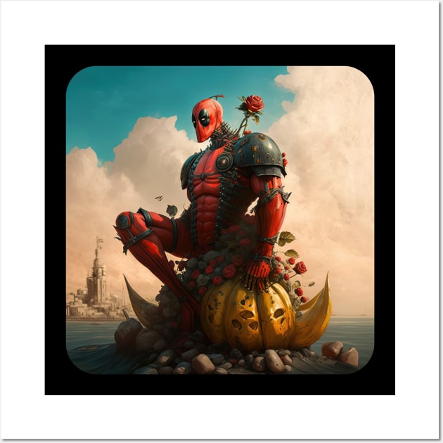 Impression of a red giant smashing a pumpkin (no text) Wall Art by AI-datamancer